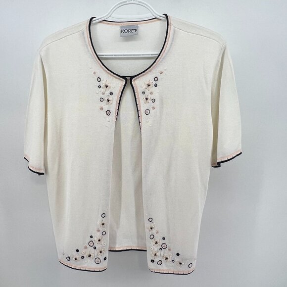 🌺KORET Size M Faux Cami Top with short sleeve Cardigan with Embroidered Detail - Picture 1 of 10